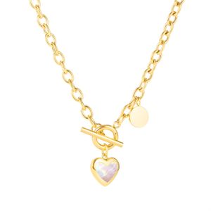 Collar de cadena con cierre de palanca de corazón grueso chapado en oro de joyería de acero inoxidable para mujer