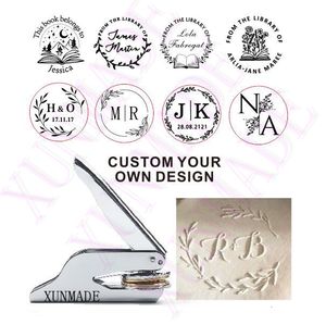 Stamps Custom Initials Embosser stamp Book Embosser Personalized Wedding Embossing Stamp Address Stamp Form the Library Embosser 230704