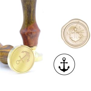 Timbres Sea Anchor Wax Seal Stamp Kit de mariage Invitation B116 Custom Wax Stamp Initial Manche en bois DIY Metal 230710