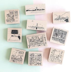 Stamps Stamp Scrapbooking Diary Decoration Daily Life 9 Types Vintage Rubber Wooden 230705