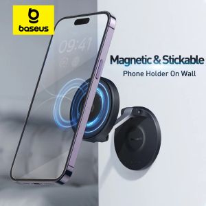 Support de téléphone magnétique BaseUS pour iPhone 15 14 Pro Max Magsafe Anaigneur Mur de paroi d'aspiration pour Samsung Universal Réglable Stand