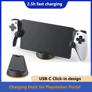 Stands Docking Dock para PlayStation Portal Accesorios de reproductor remoto, PS5 PS 5 Base de soporte con estación de cargador indicador LED
