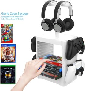 Stands Organizer para PS5 Ninendo Switch Game Storage Standing Stand para Xbox PS 4 Joycon Controladores, controladores profesionales, soporte de auriculares
