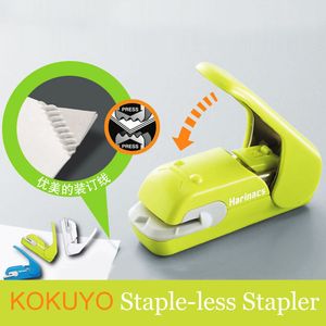 Staplers Japan KOKUYO Staple Free Stapler Harinacs Press Creative Safe Student Stationery For 5 sheets or 10 230425