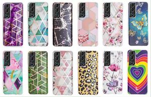 Estuches de mármol para Samsung Galaxy A53 A33 5G A13 4G Mariposa Leopardo Kawaii Lindo Amor Corazón Láser Geométrico Lujo Híbrido Suave TPU IMD Rock Cubierta de teléfono cromada