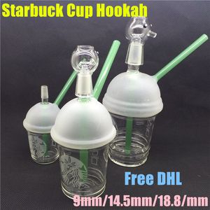 Starbucks Cup bongs de vidrio tubos de vidrio pulidos con chorro de arena para fumar plataformas petroleras vidrios bong de agua y clavos hookah1pcs / lot