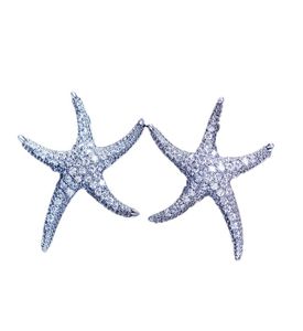 Starfish Style Earring White Gold rempli 5a Clear Diamond CZ Engagement Mariage Boucles d'oreilles pour femmes Festival Gift7703422
