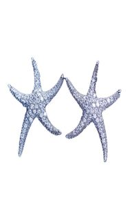 Starfish Style Earring White Gold rempli 5a Clear Diamond CZ Engagement Mariage Boucles d'oreilles Stud For Women Festival Gift9892005