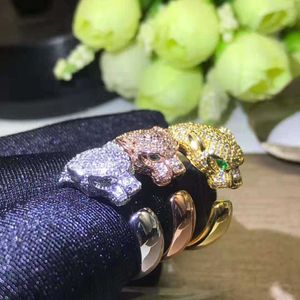 Starry Ring Love Rings Bijoux populaires Luxury Leopard Head Ring Zircon plaqué Platinum Rose Gold Bijoux