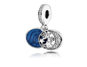 Starry Sky Perles Crystal Pave Charm Wholesale S925 Silver Silver Fits for Style Blue Night Sky Charms Bracelets1796016