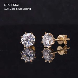 Starsgem – clous d'oreilles en diamant Moissanite rond taille brillant, en or massif et argent 10k 14k 18k, offre spéciale