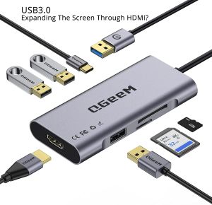 Stations 7 en 1 USB 3.0 Adaptateur de centre d'amarrage de la station d'amarrage en dongle en aluminium à la sortie HDMI 1080p compatible avec Windows, Mac, Android