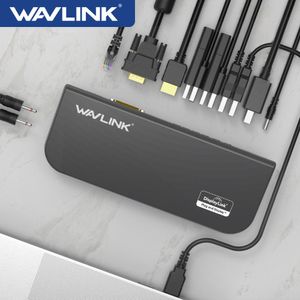 Stations Wavlink USB 3.0 Station d'accueil USB Hub Dual Video Affichage Monitor RJ45 Gigabit Ethernet