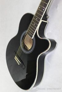 Steel String Guitar Sound Electric Song Folk Pop Art Fine Body Flat Top 40 Inch Guitar Profile 6 String Black Optoelectronics, Provide Custo