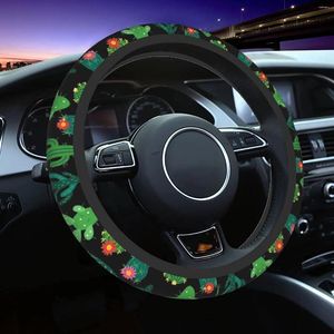 Couvre-volant Couverture de voiture Cactus Femmes Hommes Mignon Anti Slip Convient à la résistance à l'usure universelle automatique de 15 pouces de la plupart des véhicules