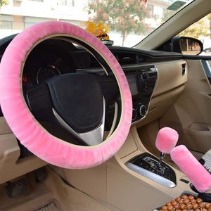 Cubiertas del volante Cubierta del coche Felpa Invierno Freno de mano universal Posición del engranaje Protector de tres piezas Accesorio interior cálido y suave Dirección