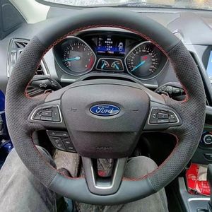 Cubiertas del volante Cubierta del automóvil Wrap Antideslizante Trenza de gamuza para Ford Focus (RS | ST ST-Line) Kuga Ecosport (ST-Line)