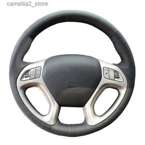 Steering Wheel Covers Customized Original DIY Car Steering Wheel Cover For Hyundai ix35 Tucson 2 2011-2015 Black Leather Braid For Steering Wheel Q231016