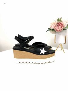 Stella Mccartney Femmes Sandales D'été Star Design Chaussures Décontractées En Cuir Véritable Coin