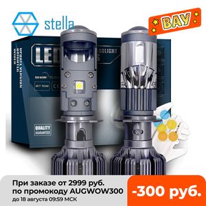 Stella mini H4 H7 led lentille phares ampoules tête de projeteur feux de croisement lampe à glace pour auto 55w 5500k lumière blanche