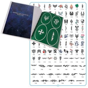 Plantillas Plantilla de tatuaje con aerógrafo Libro #7 Adhesivo reutilizable Modelo caliente Venta directa Contiene 100 diseños de plantilla únicos para niños, niños y niñas