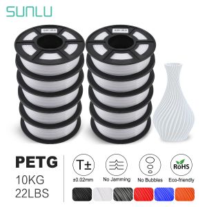 Plantillas Sunlu Material de la impresora 3D PETG 1.75 mm con carrete de alta resistencia sin burbujas 3d 10 Rolls/set Filament PETG Filamento 10 kg