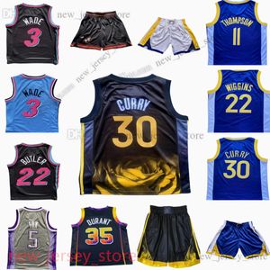 Stephen Curry Jersey Personnalisé Jeunesse Imprimé Basketball Kevin Durant Maillots Jimmy Bam Butler Adebayo Klay Thompson Andrew Wiggins Chris Paul Shorts S-XL