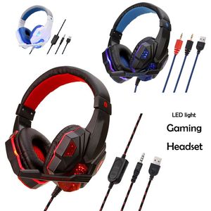 Auriculares estéreo para juegos Auriculares con luz LED con micrófono para PC P4 pro Xbox One Auriculares con controlador para juegos de interruptor de teléfono portátil