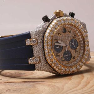 Sterling sier marca hecha a mano de alta calidad ajuste automático banda helada masculina femenina joyería de buenos de lujo reloj de diamantes naturales6U7J