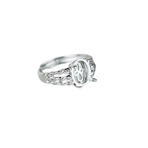 Bague en argent sterling 925 pour femme, cabochon ovale, semi-montée, réglage de la bague de fiançailles, de mariage, tige ouverte réglable, cadeau de fête de Thanksgiving, de Saint-Valentin, 8 x 10 mm