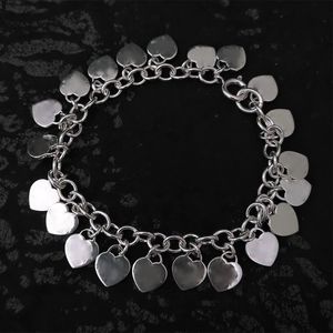 Bracelet multi-cartes en argent sterling classique Designer jewerly T Return fashion love tags full hearts bracelet for women Girls Valentine's Day blue gift box