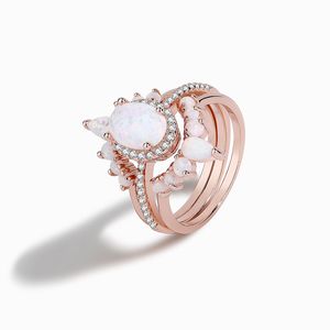 Sterling Silver S925 White Australian Gem Oval Rose Gold Multi-couche Ring Jewelry Exquis Light Luxury Women's Ring