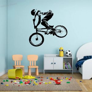 Autocollants BMX Cyclist Wall Decal Bicycle Racing Racing Wall Sticker For Home Boys Bedroom Decoration Affiche Vinyl Art Rovable Wallpaper A098