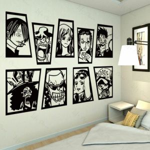 Pegatinas pegatina de pared de dibujos animados Luffy dibujos animados japoneses Anime niños Mural calcomanía de pared niños dormitorio decoración del hogar pegatinas