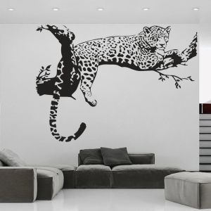 Pegatinas Guepardo Etiqueta de la pared Jaguar Leopardo Calcomanía Animal africano Decoración creativa para el hogar Pantera Dormitorio Sala de estar Decoración Arte Mural