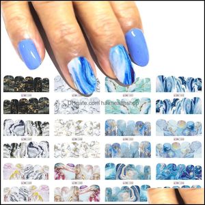 Pegatinas Calcomanías 12 Diseños Degradado Mármol Nail Art Etiqueta Moda Fl Er Imagen Transferencia Láminas de agua Nueva Llegada Entrega de Gota Hea Dh79U