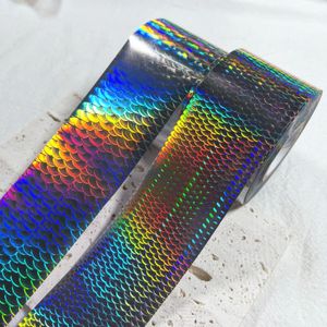 Autocollants Stickers 120m Fish Scale Laser Nail Foil for Metal Transfer Paper Laser Processing Chameleon Packaging Gold Nail Decoration 230718