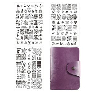 Autocollants Stickers Noël Neige Nail Art Modèles Stamping Plate Design Fleur Animal Dentelle Stamp Modèles Plaques Image Candy Bougie 9.5 * 14.5cm 231202