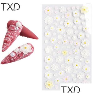 Autocollants Décalcomanies Nail Txd 5D Papillon Autocollant Applique Design Floral Art En Relief Dentelle Fleur Décoration Drop Livraison Santé Beauté S Otben