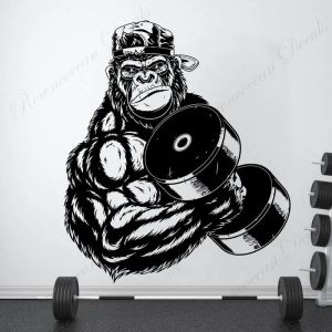Autocollants Gorilla Bodybuilder Gym Fitness Stickers muraux montrent une forte force autocollant vinyle décor à la maison Design d'intérieur Mural amovible 4663
