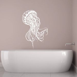 Pegatinas de medusas, pegatina de pared, tema del océano marino, decoración de baño, animales marinos, medusas, vinilo, calcomanías de pared, Mural de pared extraíble AZ808