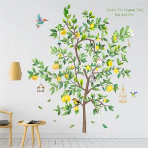 Autocollants Lemon Tree Bird Cage Wall Autocollants pour le magasin Office Studio Décoration de maison DIY PLANTES MURAL ART PVC DÉCALLES PASTOR