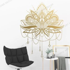 Autocollants Mandala sticker mural Mandala Lotus autocollant cadeau pour soeur meilleur ami cadeau Mandala fleur Design papier peint peintures murales amovibles rb502