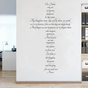 Autocollants Notre Père qui art au paradis sanctifié soit ton nom Wall Sticker les lords prière chrétienne Cross Decor Room Family Affiche DG139