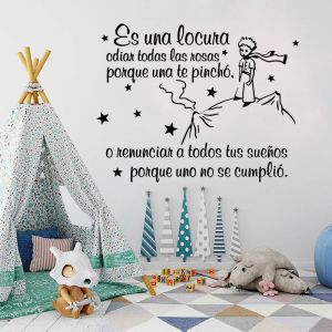 Autocollants espagnol le petit prince mural autocollant El Principeto animal Inspirational Quote Decal Kid Room Baby Nursery Vinyl Home Deco