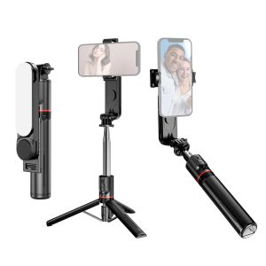 Sticks 43.7 pouces selfie Stick Bureau Tripod Tripod Télescopage 7 sections Clip de téléphone Remplissez Lightremote Contrôle pour Android 4.4 / iOS 5.1