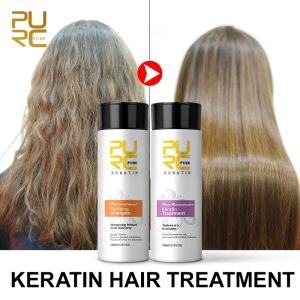Stimulation Purc Lissage des cheveux Réparer et lisser les produits capillaires endommagés Traitement à la kératine brésilienne + Shampooing purifiant Pure 11.11