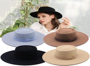 CHAPEURS DE RORME STAILY 2021 Fedora d'hiver Fedoras pour femmes Fashion Bowknot plate large laine en feutre jazz top bucket Hat5299687