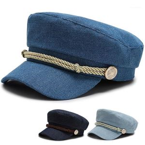 Stingy Brim sombreros 2021 mujeres hombres sombrero primavera otoño marinero negro señoras boina gorras plana superior capitán gorra viaje cadete octogonal Hat1