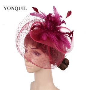 Stingy Brim Sombreros Chic Hecho a mano Boda Tul Fascinator Sombrero Malla Accesorios Novia Headwear Mujeres Nylon Tocado Señoras Fiesta Cena Sombrero Novia 230306